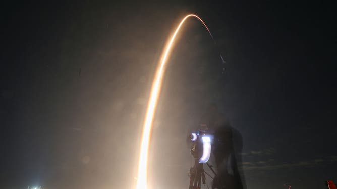 A SpaceX Falcon 9 rocket lifts off from launch pad LC-39A at the Kennedy Space Center with the Intuitive Machines' Nova-C moon lander mission, in Cape Canaveral, Florida, on February 15, 2024. 