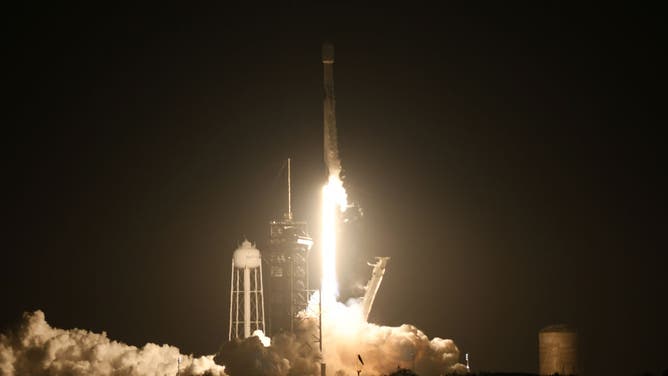 A SpaceX Falcon 9 rocket lifts off from launch pad LC-39A at the Kennedy Space Center with the Intuitive Machines' Nova-C moon lander mission, in Cape Canaveral, Florida, on February 15, 2024. 