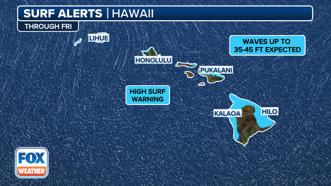 Surf alerts have been issued in Hawaii through Friday, Feb. 16, 2024.