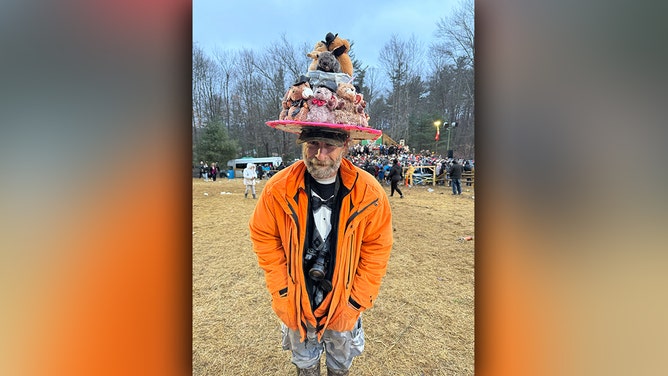 An estimated crowd of over 40,000 watches Punxsutawney Phil after he did not see his shadow predicting an early Spring during the 138th annual Groundhog Day festivities on Friday February 2, 2024 in Punxsutawney, Pennsylvania.