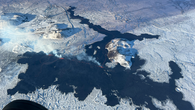 An image showing the new lava flow in Iceland outside Grindavik.