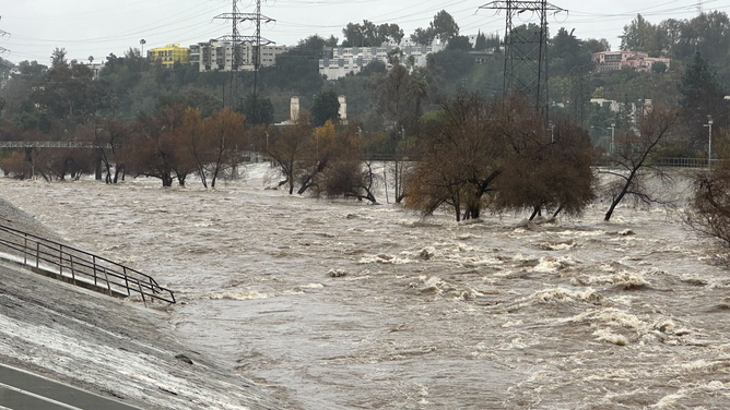 Flooding is seen in the Los Angeles area on Monday, Feb. 5, 2024.