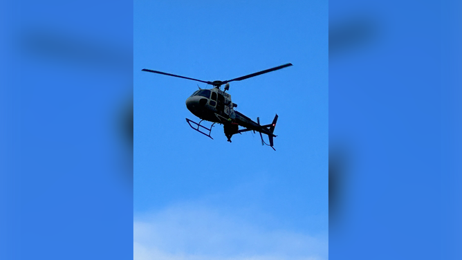 A photo showing a helicopter used to help rescue people trapped by floodwaters in California on Monday, Feb. 19, 2024.