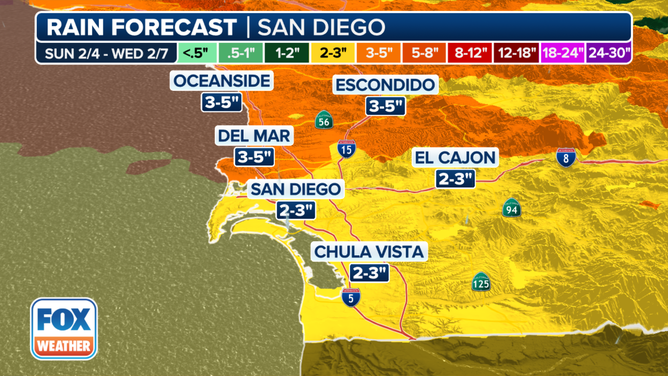 Rain forecasts for San Diego area through Wednesday Feb. 7, 2024