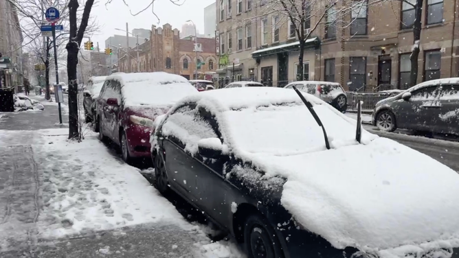 Snow in Bushwick, Brooklyn in New York City. Feb. 13, 2024.