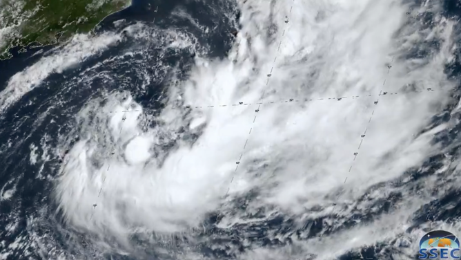 NOAA GOES East satellite images show that the Subtropical Depression off the southeast coast of Brazil is becoming more organized.