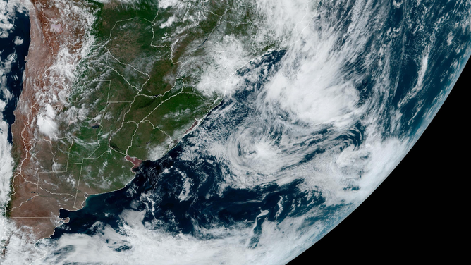 A tropical depression seen from space in the South Atlantic on Feb. 21.
