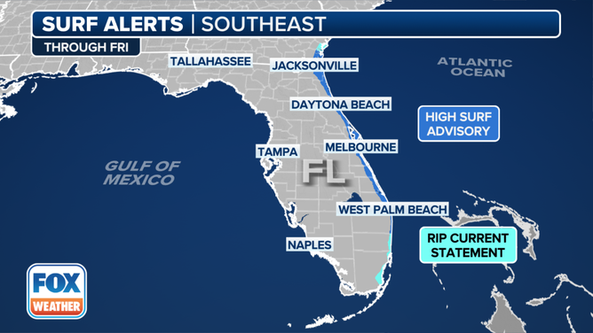 Florida High Surf and Rip Current alerts through Friday.
