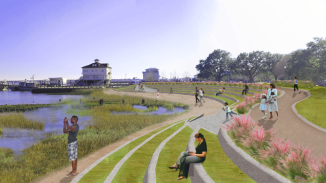 Rendering of future Charleston, S.C. seawall