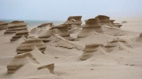 Drone video shows 'sand hoodoos' on Michigan beach