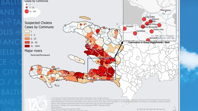 Geographical distribution of suspected cholera cases in 2022