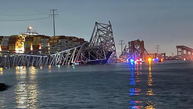 Multiple vehicles were sent into the frigid water Tuesday morning in Baltimore after a shipping container vessel collided with the Francis Scott Key Bridge, causing a portion of it to collapse.