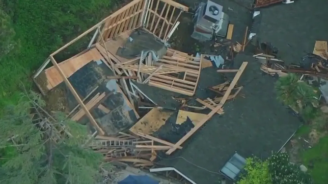 A landslide destroyed a home and three other residences were damaged in Sherman Oaks on Wednesday.