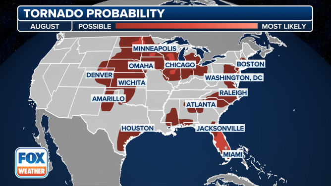 August's tornado probability.