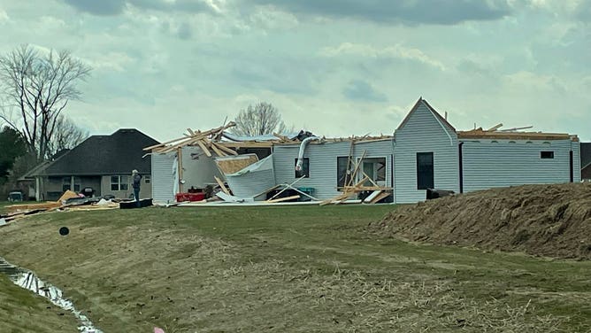 Reported tornado damage in Southern Indiana