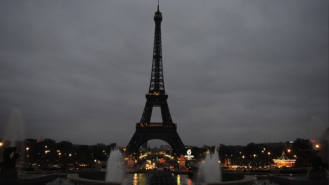 The Eiffel Tower is seen after the lights are turned off during Earth Hour 2012, on March 31, 2012 in Paris, France.