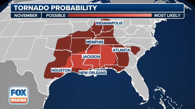 November's tornado probability.