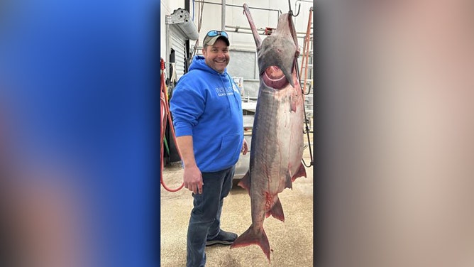Chad Williams of Olathe, Kansas, snagged a 164-pound, 13-ounce paddlefish at the Lake of the Ozarks March 17.