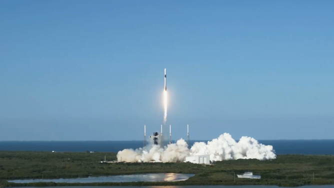 A SpaceX Falcon 9 launches from Cape Canaveral Launch Complex 40 sending a cargo supply mission to the International Space Station.