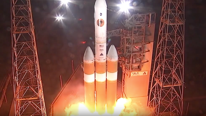 ULA's Delta IV Heavy rocket launches from Cape Canaveral, Florida sending NASA's Parker Solar Probe into space on Aug. 12, 2018.