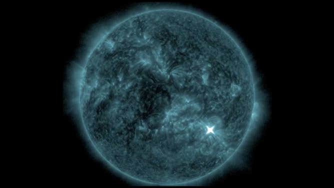 A solar flare seen from the Sun's active region 3599 on Sunday, March 10 as seen by NOAA's GOES East satellite.