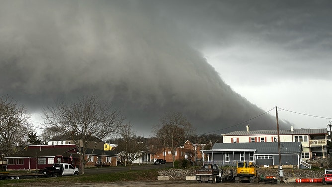 Severe storms move through Madison, Indiana, on March 14, 2023.