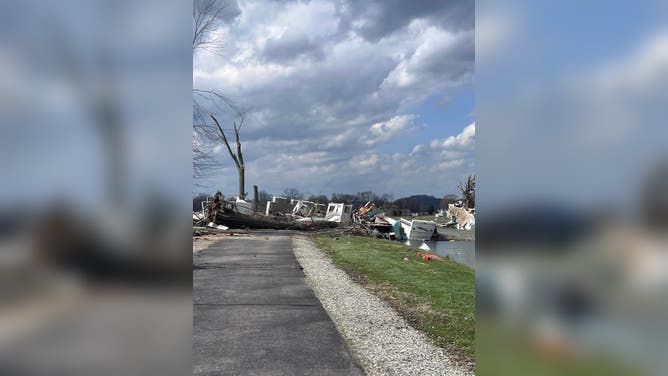 Reported tornado damage in Southern Indiana