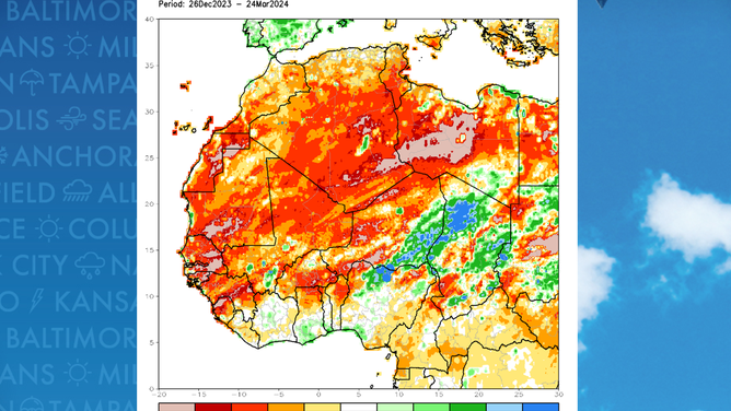 Estimated rainfall in West Africa