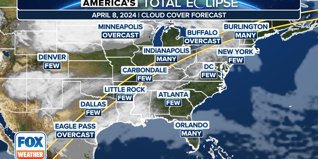 Total solar eclipse live tracker: Cloud forecasts for cities, states in ...