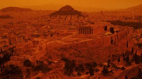 Skies of Greece turn eerie red as African dust storm moves through