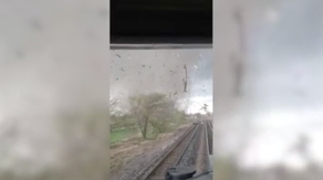 'Hold on': Watch as train is caught in path of Nebraska EF-3 tornado