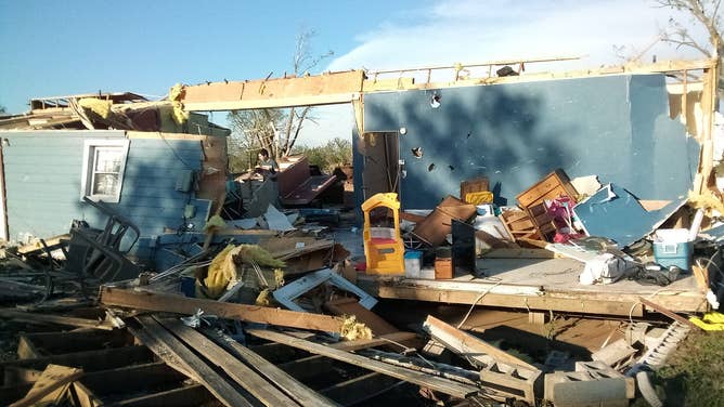 Tornado damage in Westmoreland, Kansas