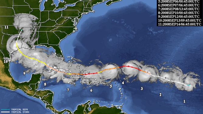Hurricane Ike past track