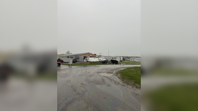 Storm damage in Nicholasville, Kentucky. A major storm passed through Lexington and the Bluegrass Region Tuesday morning, which prompted tornado and severe thunderstorm warnings.