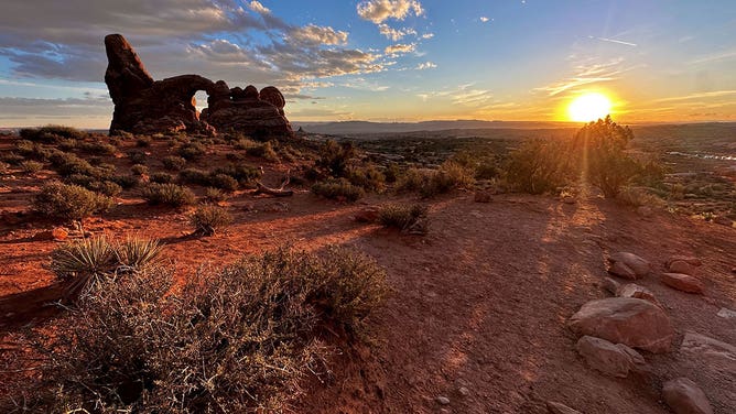 The landscape of Arches National Park in Moab, Utah, is seen in April 2024.