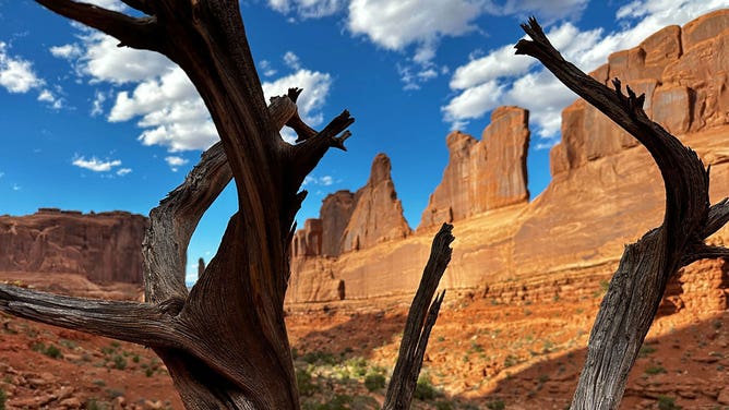 The landscape of Arches National Park in Moab, Utah, is seen in April 2024.