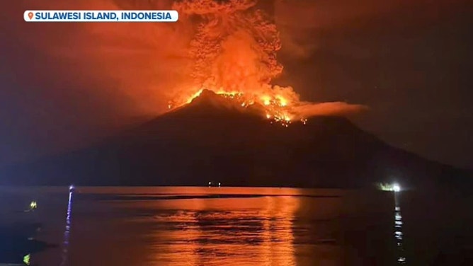 Mount Ruang on Tagulandang Island, one of the Sangihe Islands located off the northern coast of Sulawesi, has erupted at least five times since Tuesday. Lava has been spewing from the crater, as ash plumes are believed to have reached the stratosphere several miles into the sky.