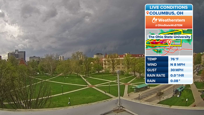 Severe storm seen from The Ohio State University WeatherSTEM camera