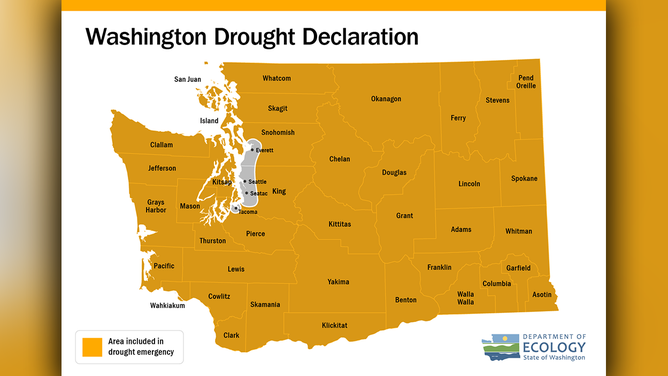 Statewide drought declared in Washington, with limited exceptions for Seattle, Everett and Tacoma metro areas.