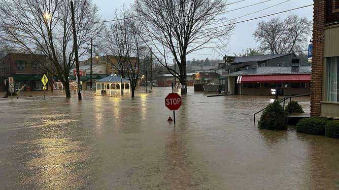 Flooding west of Pittsburgh in the Oakdale area