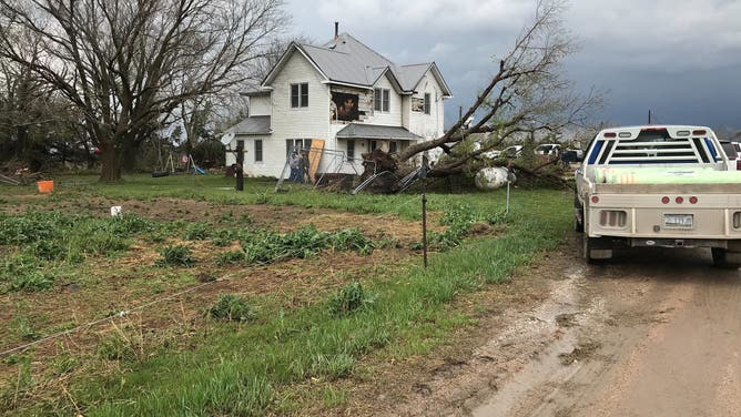 Storm damage in central Nebraska in Howard County