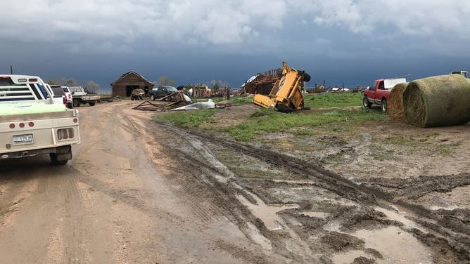 Storm damage in central Nebraska in Howard County