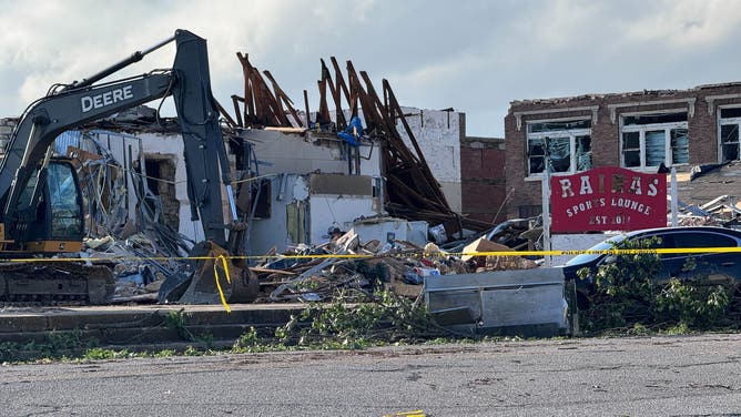 Destruction left behind in Sulphur, Oklahoma after an EF-3 tornado ripped through the community on April 27, 2024.