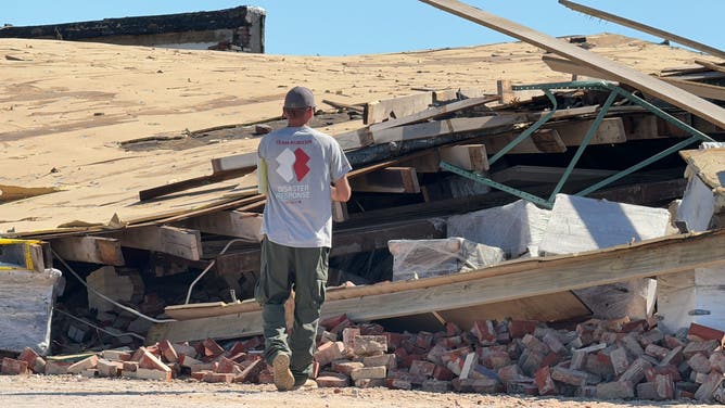 Destruction left behind in Sulphur, Oklahoma after an EF-3 tornado ripped through the community on April 27, 2024.