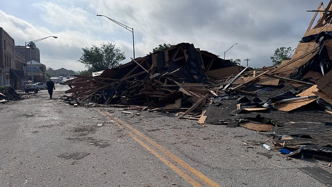 Tornado damage is seen in Sulphur, Oklahoma, on April 30, 2024.