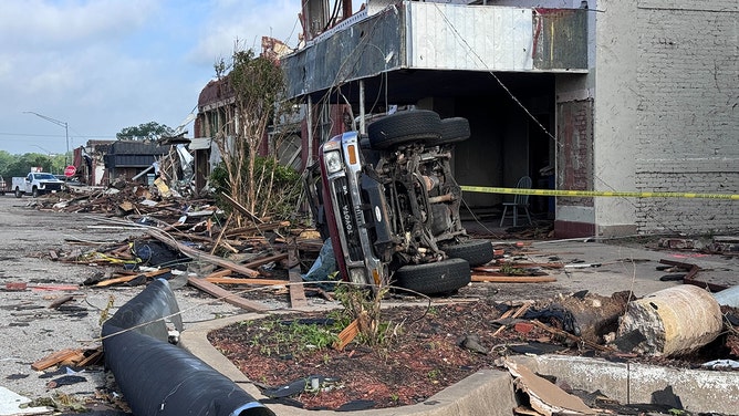 Tornado damage is seen in Sulphur, Oklahoma, on April 30, 2024.