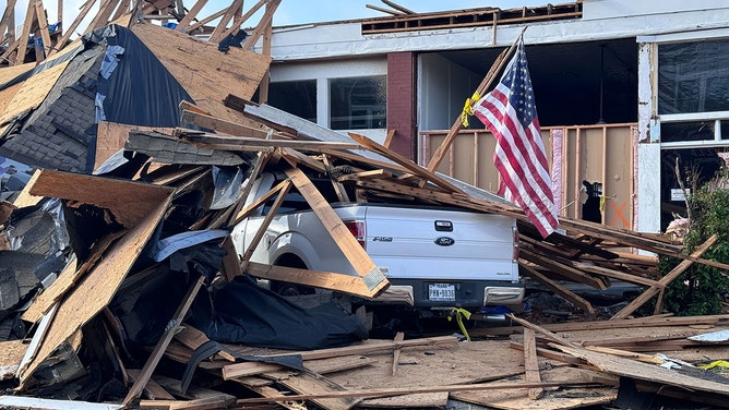 Tornado damage is seen in Sulphur, Oklahoma, on April 30, 2024.