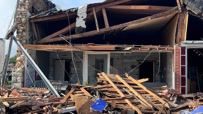 Tornado damage is seen in Sulphur, Oklahoma, on April 30, 2024.