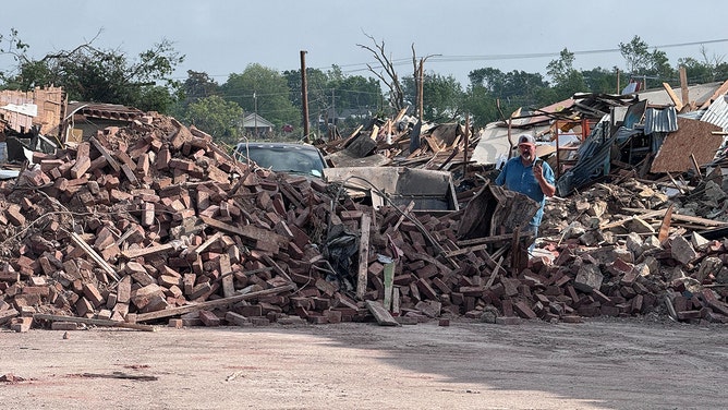 Tornado damage is seen in Sulphur, Oklahoma, on April 30, 2024.