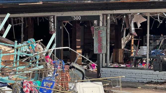 Tornado damage is seen in Sulphur, Oklahoma, on April 30, 2024.